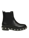 RED VALENTINO RED VALENTINO ANKLE BOOT IN BLACK LEATHER WITH APPLIED STUDS,10645157
