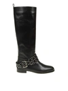 RED VALENTINO RED VALENTINO LEATHER BOOT WITH "FLOWER PUZZLE" STRAP BLACK COLOR,10645257