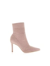 GIANVITO ROSSI FIONA PINK STRETCH KNIT ANKLE BOOTS,10645408