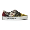 PALM ANGELS Yellow Distressed Tartan Sneakers