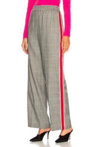 Calvin Klein 205w39nyc Wide-leg Check Wool Pull-on Pants W/ Side Stripe In Grey