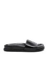 SAINT LAURENT SAINT LAURENT EMBROIDERED LEATHER JOAN SLIDES IN BLACK,SLAU-WZ397