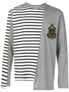 Jw Anderson Striped Color Blocked Long Sleeve Shirt In Grey