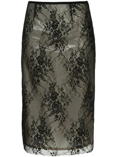Goen J Frosted Lace Pencil Skirt In Black