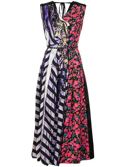 Marc Jacobs Sleeveless V-neck Photographic Mixed-print A-line Dress In Purple Multi