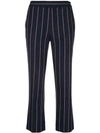 VICTORIA BECKHAM VICTORIA VICTORIA BECKHAM PINSTRIPE CROPPED TROUSERS - BLUE