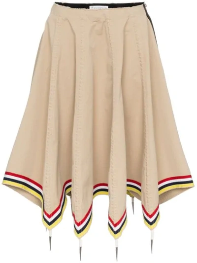 Jw Anderson J.w.anderson Woman Grosgrain-trimmed Embellished Cotton-twill Skirt Beige In Neutrals