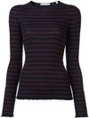 VINCE VINCE STRIPE RIBBED KNIT SWEATER - BLUE