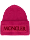 MONCLER rib knit logo beanie