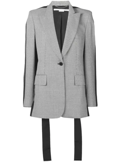 Stella Mccartney One-button Two-tone Check Wool Blazer With Piping Detail In Multicolor