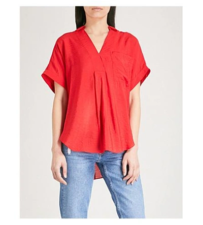 Whistles Lea Textured Top In Red