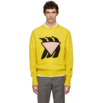 Prada Banana Intarsia Knit Sweater In Yellow