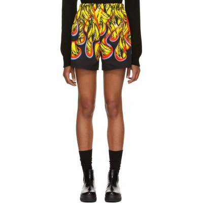 Prada Banana And Flame-print Cotton Shorts In Multicolor