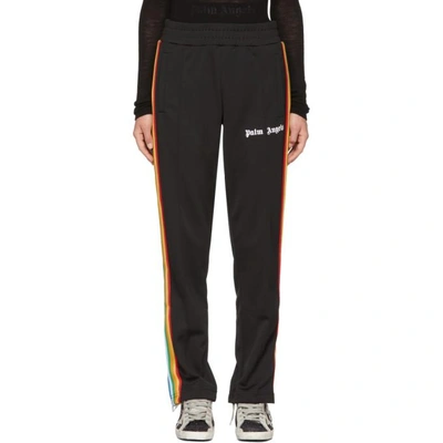 Palm Angels Striped Satin-jersey Track Trousers In Black