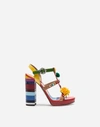 DOLCE & GABBANA WEDGE SANDALS IN A MIX OF MATERIALS WITH EMBROIDERY,CR0647AU658HHR41