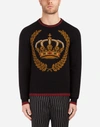 DOLCE & GABBANA INTARSIA KNIT IN WOOL AND CASHMERE,GX278TJAMHIS9000