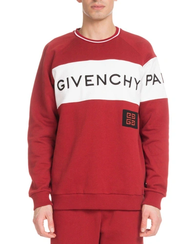 Givenchy Men's Large Logo Crewneck Sweatshirt In Red