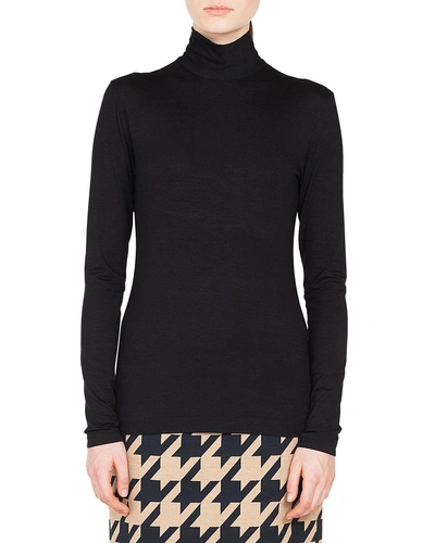 AKRIS PUNTO TURTLENECK LONG-SLEEVE MODAL-STRETCH TOP,PROD139560217