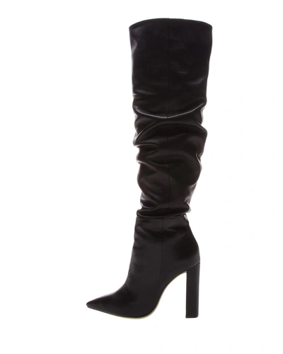 Alexandre Birman 100mm Anna Slouchy Leather Boots In Black