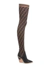 FENDI Thigh-High Knit Leather Boots