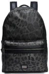 DOLCE & GABBANA WOMAN LEOPARD-PRINT TEXTURED-LEATHER BACKPACK DARK GRAY,US 14693524283474851