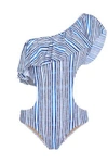 TART COLLECTIONS TART COLLECTIONS WOMAN ENZO ONE-SHOULDER CUTOUT STRIPED SWIMSUIT BLUE,3074457345618736258