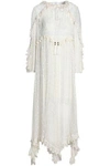 ZIMMERMANN WOMAN BRODERIE ANGLAISE-TRIMMED EMBROIDERED SILK-GEORGETTE MIDI DRESS IVORY,AU 1874378722720849
