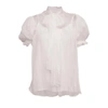 NISSA Silk Top with Short Puffed Sleeves