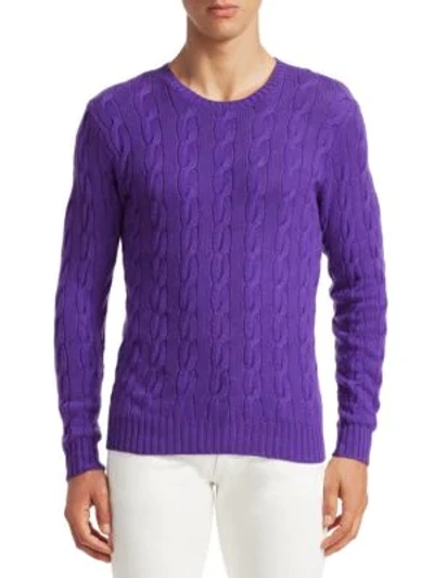 Ralph Lauren Men's Cashmere Cable-knit Crewneck Jumper, Purple