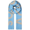 Acne Studios Toronto Logo-intarsia Wool Blend Scarf In Blue