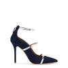 MALONE SOULIERS ROBYN 100 NAVY SUEDE PUMPS