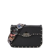 VALENTINO GARAVANI ROCKSTUD ROLLING BLACK LEATHER SHOULDER BAG