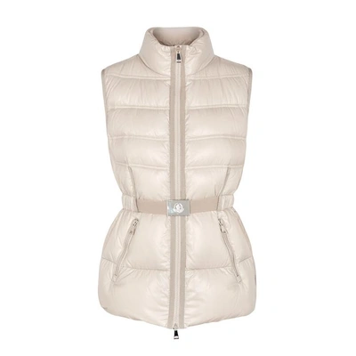 Moncler Aigrette Quilted Shell Gilet In Beige