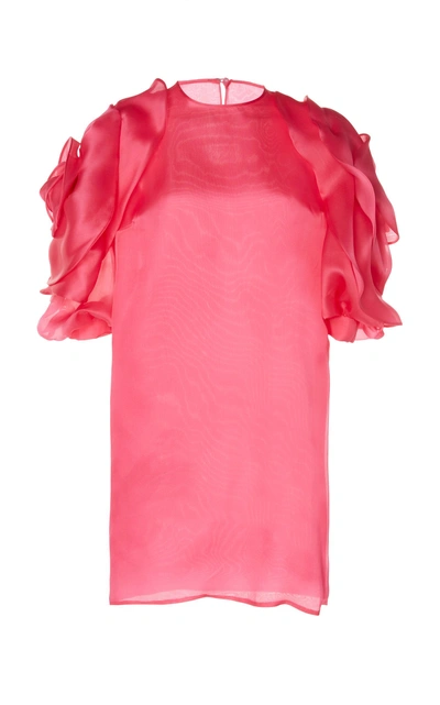 Costarellos Silk Organza Sheath Dress In Pink