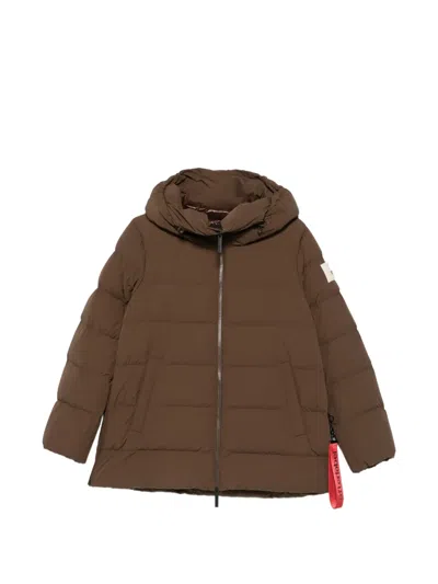 After Label Levin Quilted Down Coat In Brown