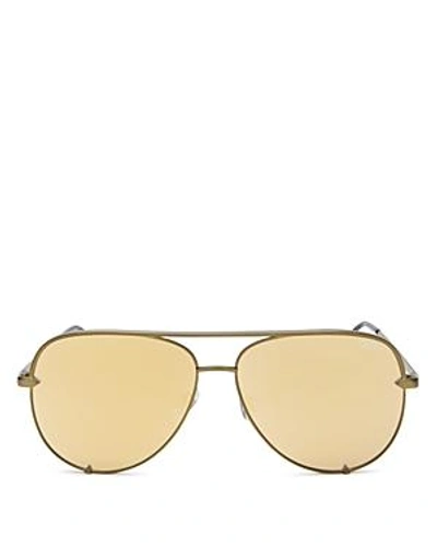Quay Women's High Key Mirrored Brow Bar Aviator Sunglasses, 56mm In Army Green/lux Gold Mirror