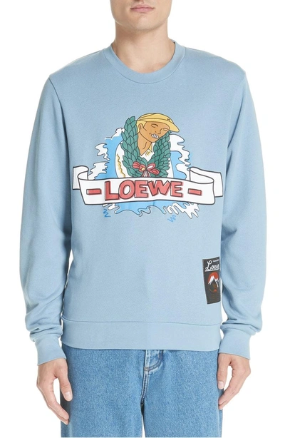 Loewe Holiday-print Cotton-jersey Sweatshirt In Blue