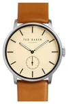 TED BAKER JAMES LEATHER STRAP WATCH, 42MM,TE50375001