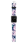 CASETIFY PINK PEONIES SAFFIANO FAUX LEATHER APPLE WATCH STRAP,CTF-3908160-763502