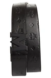 Mcm Monogram Leather Belt In Black