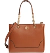 TORY BURCH SMALL MARSDEN LEATHER TOTE - BROWN,48986