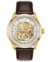 Bulova Men's Automatic Sutton Brown Leather Strap Watch 43mm In Brown