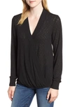 BOBEAU FAUX WRAP KNIT TOP,MT8KANBND