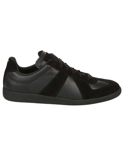 Mm6 Maison Margiela Replica Leather And Suede Sneakers In Black