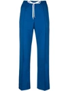 Miu Miu Striped Wool And Mohair-blend Track Pants In Blue
