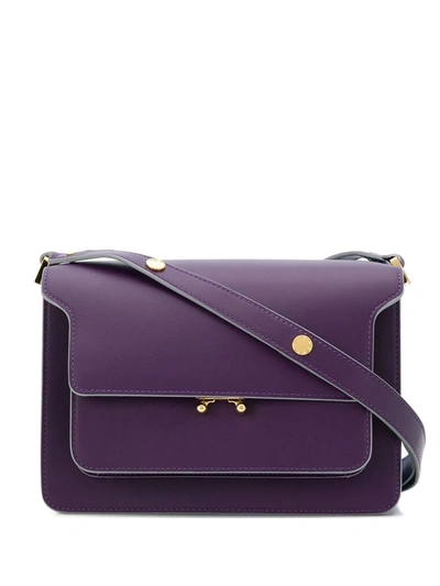 Marni Trunk Leather Shoulder Bag In Purple