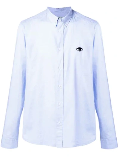 Kenzo Eye Embroidered Button Down Shirt In Blue