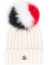 MONCLER pom-pom logo beanie hat