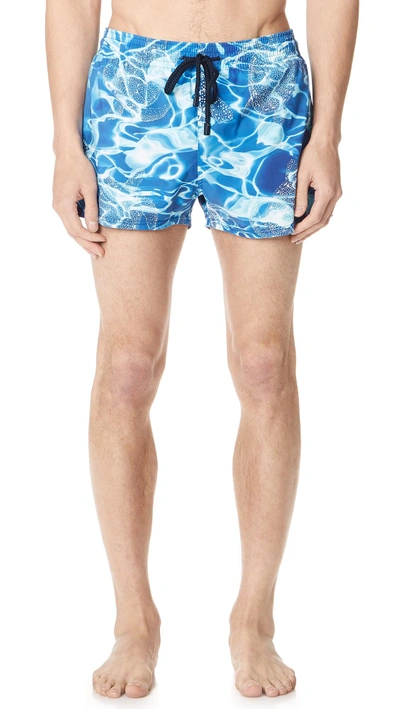 Vilebrequin Splash Aqua-print Swimshorts In Neptune
