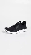 Apl Athletic Propulsion Labs Techloom Bliss Mesh And Neoprene Slip-on Sneakers In Black/black/white